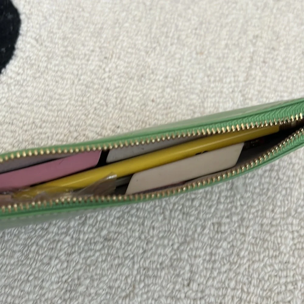 Kate Spade Green Wristlet Pouch w/Pencils, Ruler, Erasers, Sharpeners